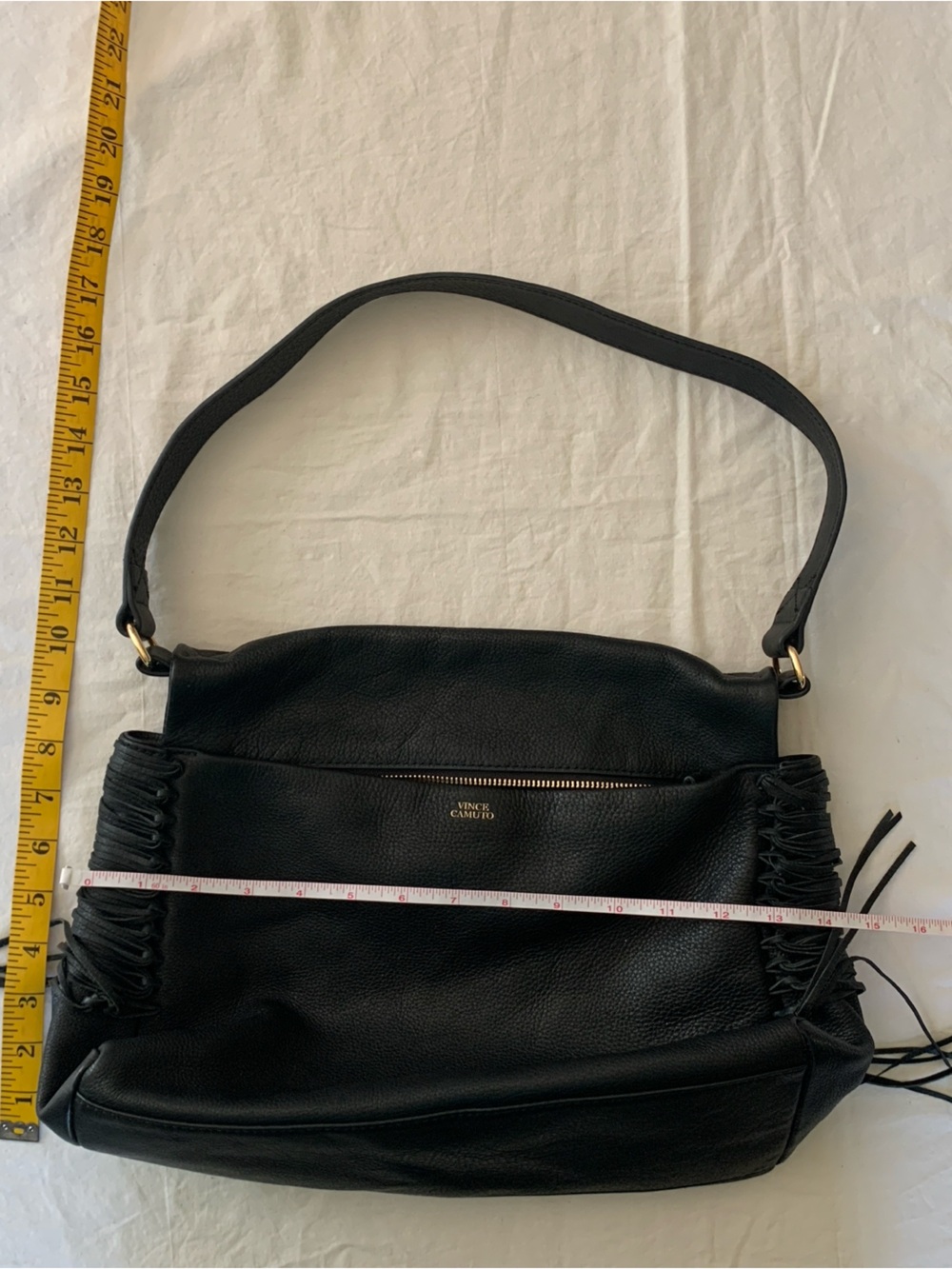 Vince Camuto Black 100% Leather Shoulder Bag with Braided Side Detail - Picture 2 of 8
